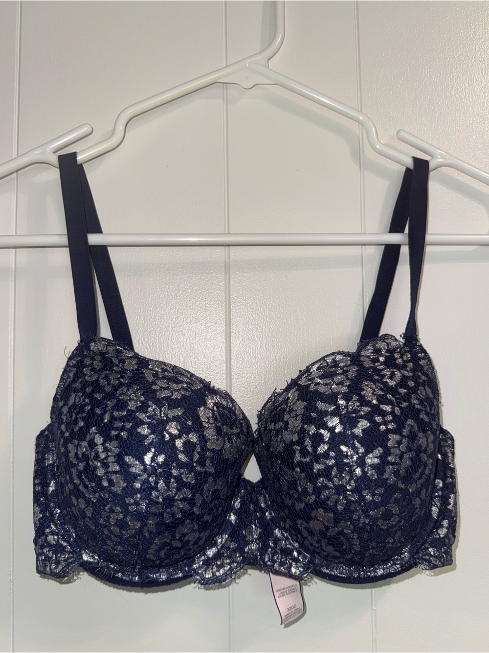 Victoria's Secret Navy and Silver Lace Bra 32 DD